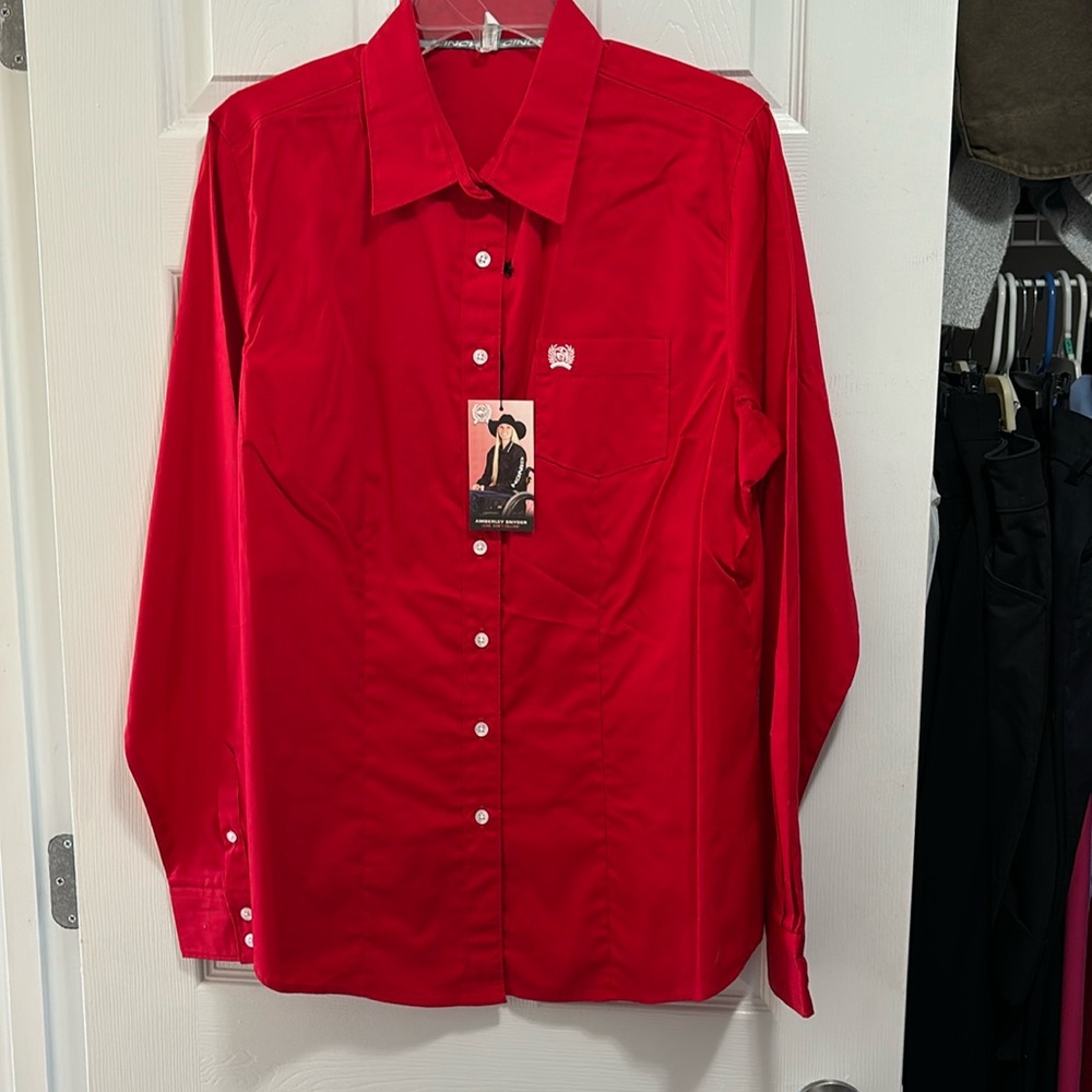 Cinch XL ladies western red long sleeve shirt